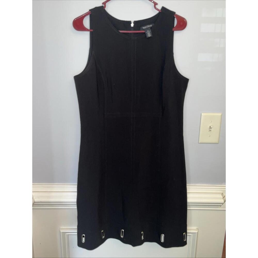 White House Black Market Women’s Black Dress Lined Metal Accents Size 10